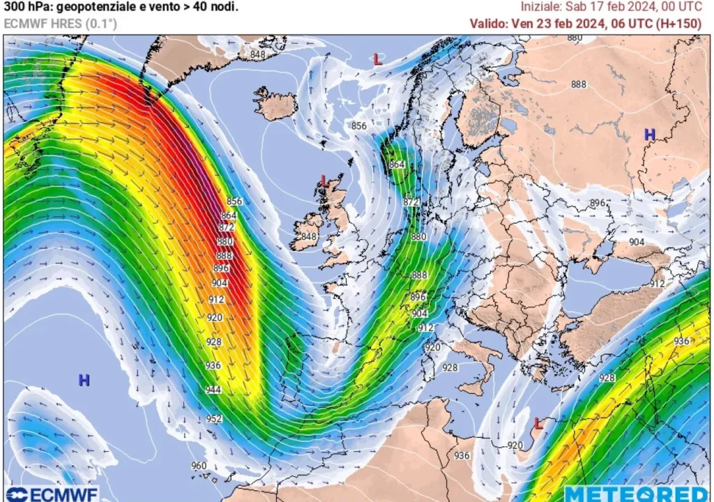 Il potente getto polare minaccia l’anticiclone: possibili conseguenze sul Mediterraneo 20240220 014146