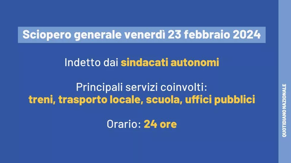 Sciopero Generale 23 Febbraio 2024: Impatti su Trasporti e Scuola 20240222 120622 1